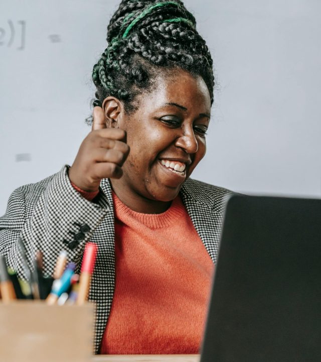 black lady on laptop